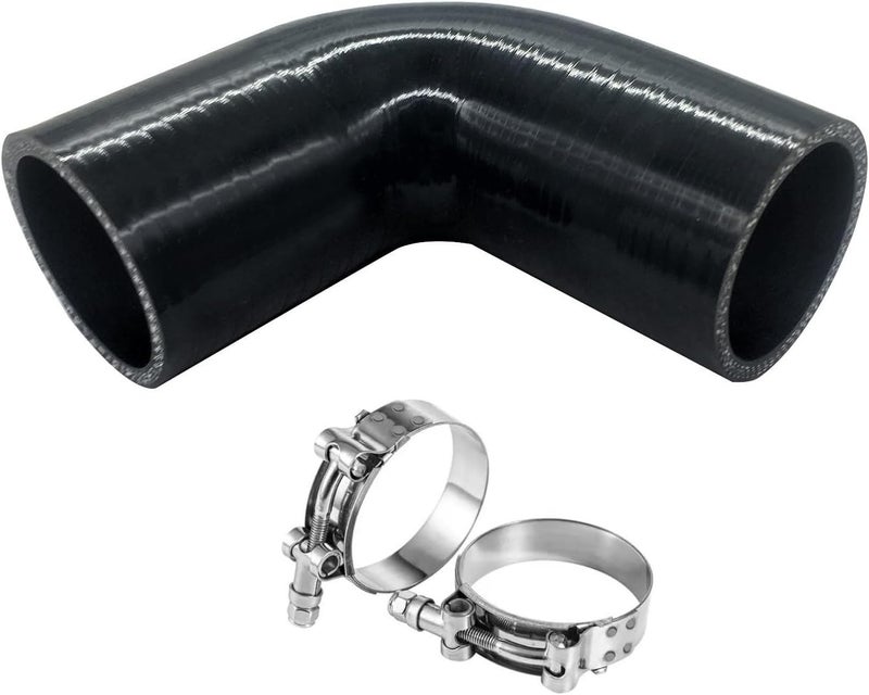 YSIL 2.5" to 3" 90 Degree Elbow Coupler Silicone Hose 4-Ply Reinforced Turbo Intercooler Intake Piping with T-Bolt Clamps 5MM Thickness - Image 1